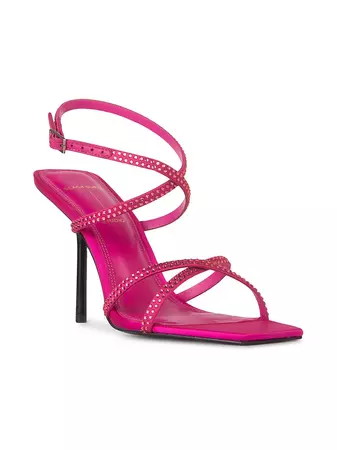 Shop Black Suede Studio Gemma Satin Matching Stones Sandals | Saks Fifth Avenue