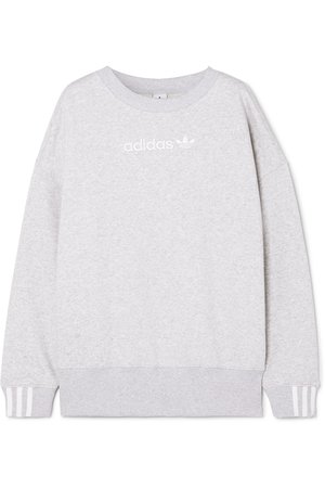 adidas Originals | Coeeze embroidered striped organic cotton-blend jersey sweatshirt | NET-A-PORTER.COM