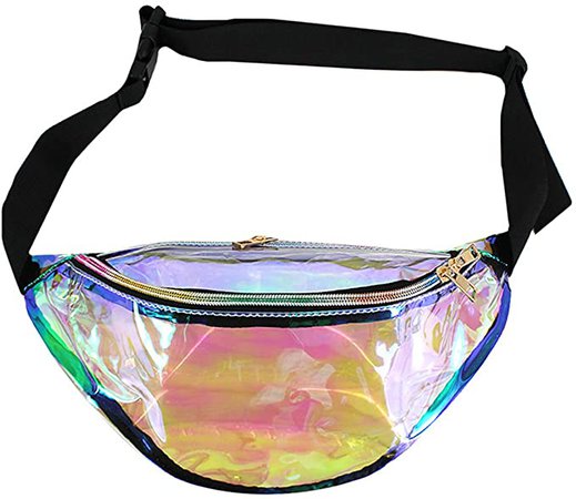Amazon.com | Mily Silver Hologram Fanny Pack Laser Fanny Pack Perfect for Raves and Festivals | Waist Packs
