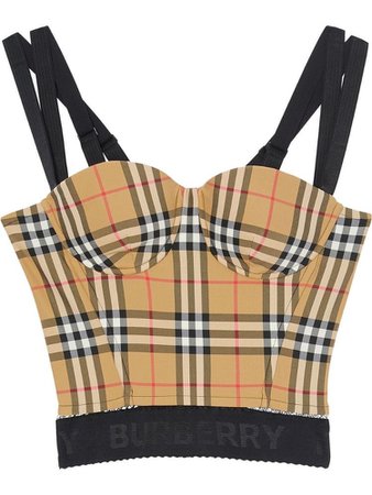 BURBERRY Vintage Check Corset Top In Black
