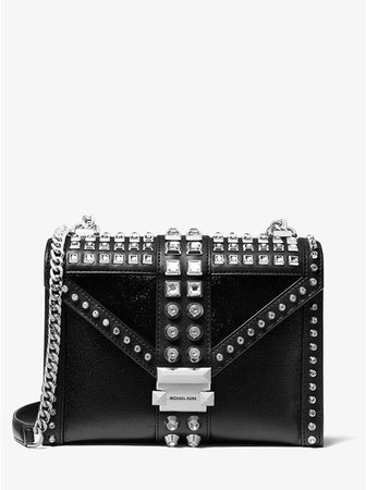 Whitney Large Crystal Embellished Patent Leather Convertible Shoulder Bag | Michael Kors