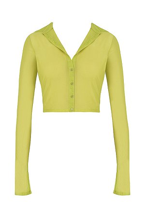 Clothing : Tops : Mistress Rocks 'Stateside' Lime Cropped Semi Sheer Shirt