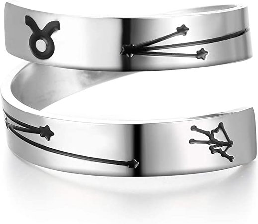 Amazon.com: YOYO&YOKI Silver Zodiac Ring Stainless Steel Engraving Size Adjustable Constellation Birthday Ring Gift for Women Teens Girls (Gemini): Jewelry