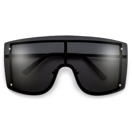 Oversize Full Coverage Sleek Metal Outlined Frame Shield Sunglasses - Sunglass Spot