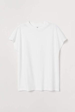 Cap-sleeved T-shirt - White