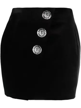 Balmain buttoned cotton-blend miniskirt
