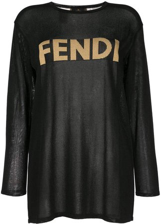 Fendi Pre Owned logo mesh T-shirt