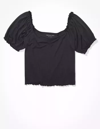 AE Cropped Puff Sleeve T-Shirt black