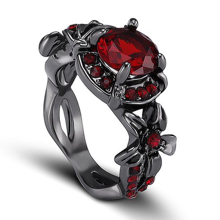 Bloom of Hell | Gothic Red Zircon Ring