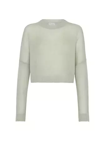 Shop Brunello Cucinelli Cropped Mohair And Wool Sweater With Monili | Saks Fifth Avenue