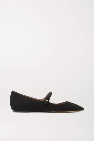 Hermione Suede Point-toe Flats - Black