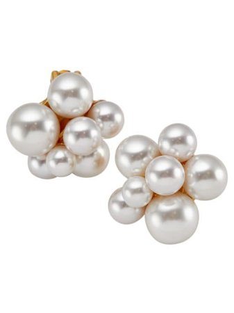 Shop Kenneth Jay Lane pearl cluster clip-on earrings with Express Delivery - FARFETCH