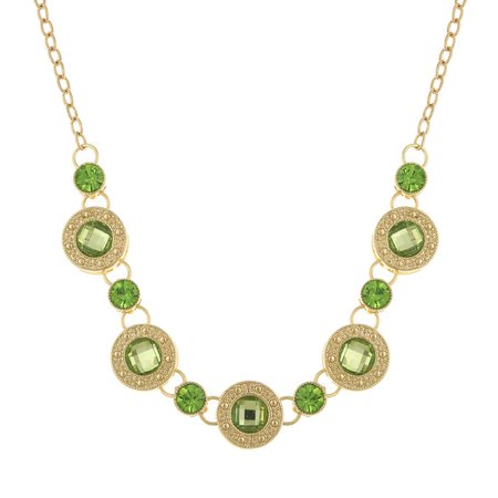 1928 Jewelry 2028 Gold-Tone Green Station Collar Necklace