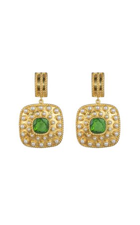 Renata 24K Gold-Plated Peridot Earrings by VALÉRE