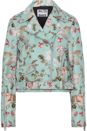 Tadd cropped floral-print leather biker jacket | W118 by WALTER BAKER | Sale up to 70% off | THE OUTNET