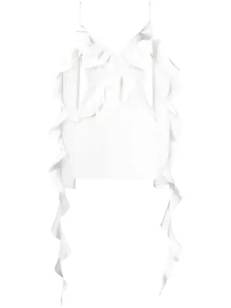 David Koma lace-panelled Ruffle Mini Dress - Farfetch