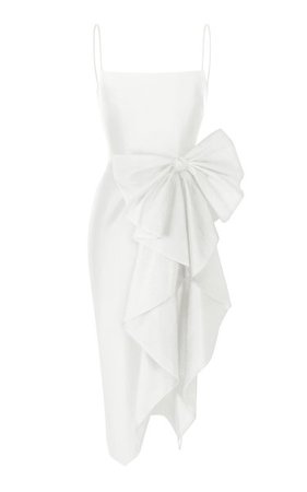 Bow-Embellished Silk Midi Dress By Rasario Bridal | Moda Operandi