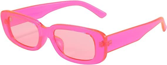 Amazon.com: Przene Retro Rectangle Sunglasses Vintage Small Square Sun Glasses UV Protection for Women Men fluorescent pink : Clothing, Shoes & Jewelry