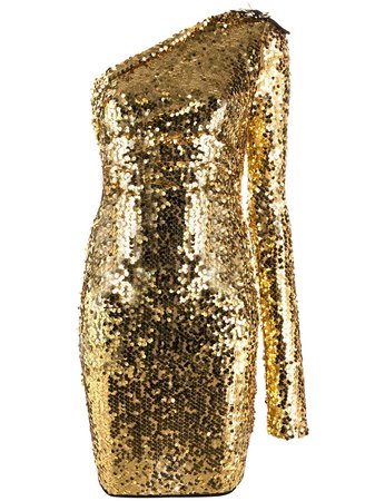 Versace Jeans Couture Sequinned One-Shoulder Dress D2HVA40704835 Gold | Farfetch