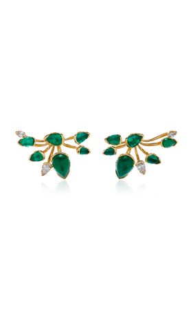 Calyx 18k Yellow Gold Emerald, Diamond Earrings By Fernando Jorge | Moda Operandi