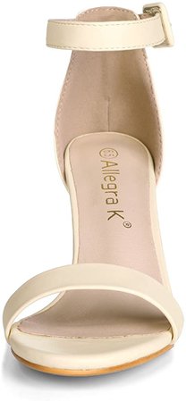 Amazon.com | Allegra K Women's High Heels Ankle Strap Chunky Blue White Heel Sandals 9 M US | Heeled Sandals