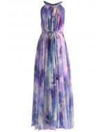 Splendor of the Sunset Gradient Pleated Maxi Dress - Retro, Indie and Unique Fashion