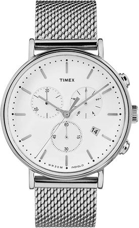 Amazon.com: Timex Men's Fairfield Chrono 41mm Watch – Silver-Tone & White with Stainless Steel Mesh Band : Clothing, Shoes & Jewelry