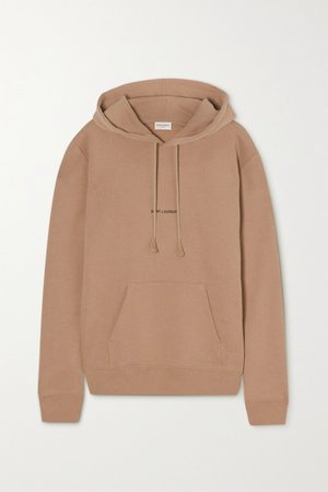 Brown Printed cotton-jersey hoodie | SAINT LAURENT | NET-A-PORTER