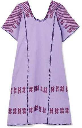 Holt - Embroidered Cotton Kaftan - Purple