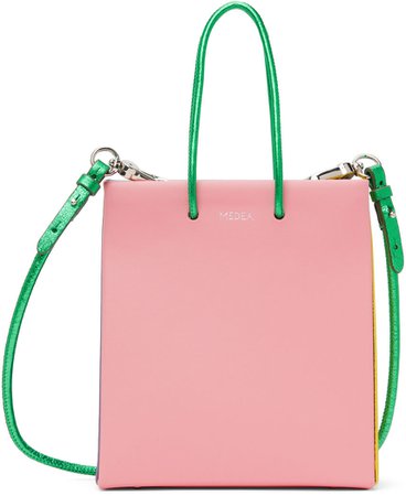 Pink & Green Short Scraps Shoulder Bag by Medea on Sale