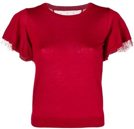 lace sleeve T-shirt