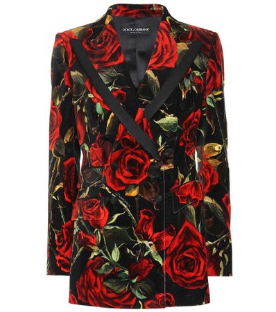 Dolce & Gabbana Rose-printed velvet blazer
