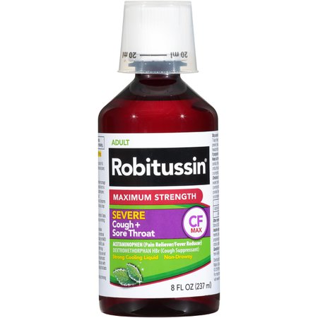 Robitussin Adult Maximum Strength Severe Cough + Sore Throat Relief Medicine, Cough Suppressant, Acetaminophen (8 Fluid Ounce Bottle) (with Photos, Prices & Reviews) - CVS Pharmacy