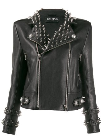 Balmain Studded Leather Biker Jacket Ss20 | Farfetch.com