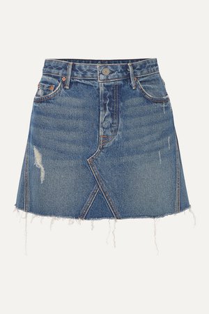 GRLFRND | Eva distressed denim mini skirt | NET-A-PORTER.COM