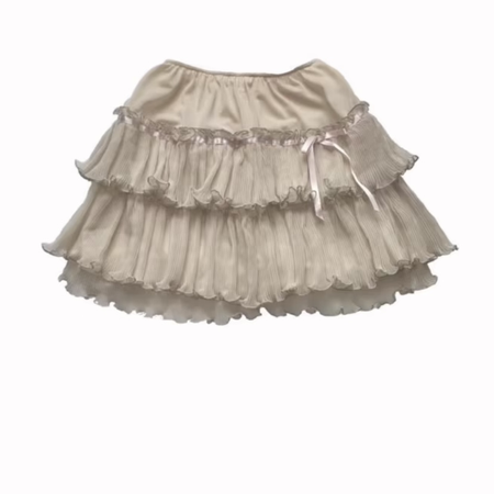 white layered pink bow skirt