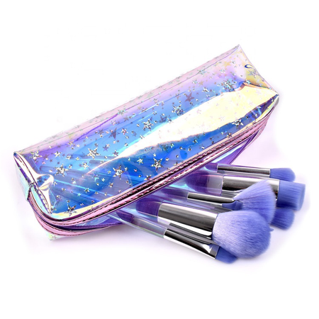 Opal purple makeup brushes & bag