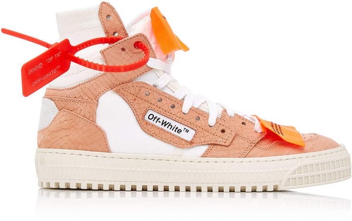 Off White C/O Virgil Abloh Appliqued Paneled Textured-Leather Sneakers