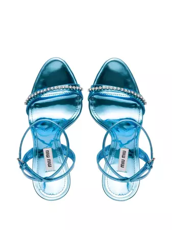 Miu Miu metallic-effect Heeled Sandals - Farfetch