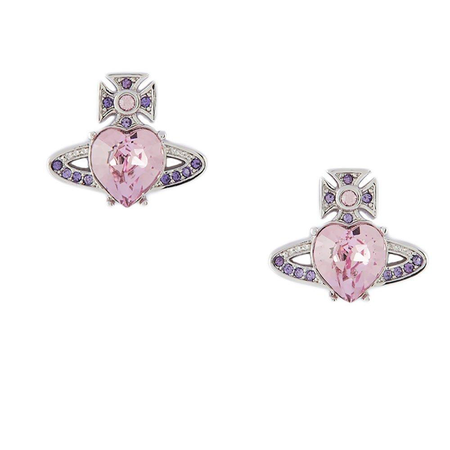Vivienne Westwood Ariella Pink Crystal Heart Orb Earrings