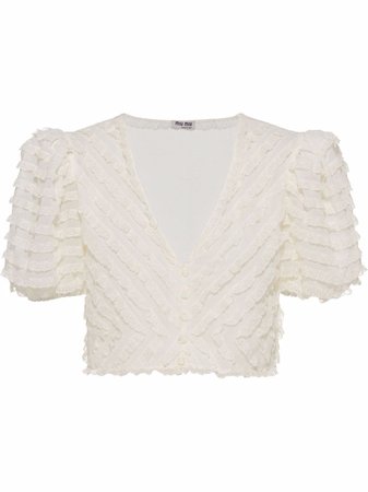 Shop Miu Miu Georgette silk blouse with Express Delivery - FARFETCH