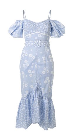 alice mccall belted blue midi dress