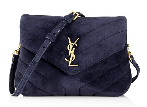 YSL suede navy blue satchel