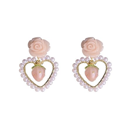 Beautiful Rose & Strawberry Pearl Earrings · sugarplum · Online Store Powered by Storenvy
