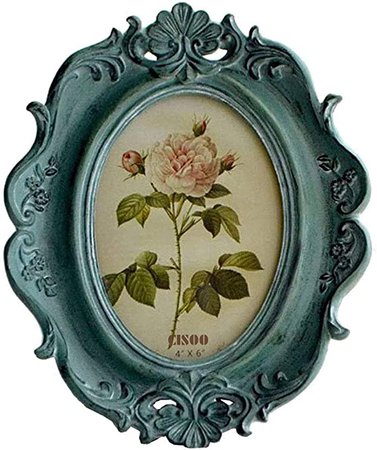 Amazon.com - CISOO Vintage Oval Picture Frame 4x6 Antique Photo Frame Table Top Display and Wall Hanging Home Decor (Blue) -