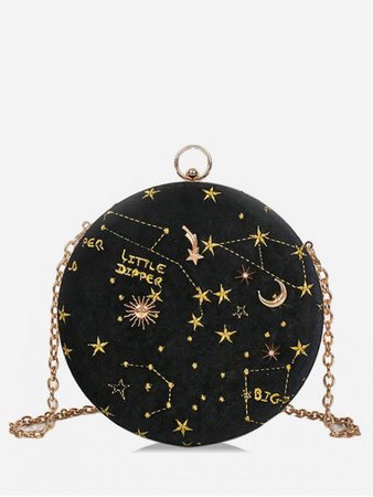 [29% OFF] [HOT] 2019 Embroidery Star Round Shape Crossbody Bag In BLACK | ZAFUL
