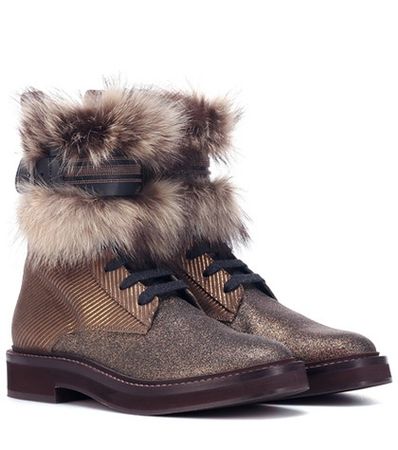 Fur-trimmed ankle boots