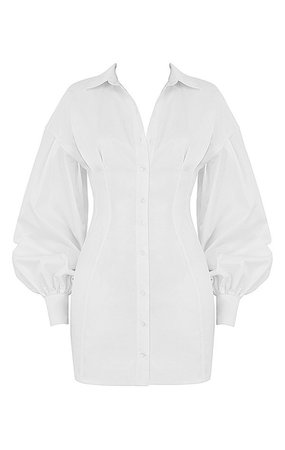 Clothing : Mini Dresses : Mistress Rocks 'Loyalty' White Fitted Shirt Dress