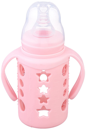 pastel pink baby bottle