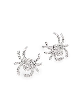 Samira 13 18K White Gold & Diamond Spider Stud Earrings | SaksFifthAvenue